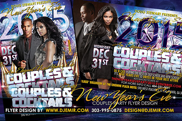 Couples and Cocktails New Years Eve Flyer Design