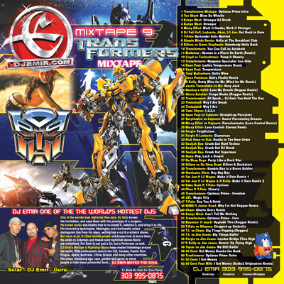 Transformers Mixtape Cover Design Back