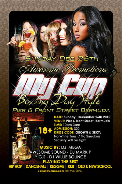 Nightclub Flyer Design for My Cup Boxing Day Christmas Party Hip Hp Dancehall Reggae