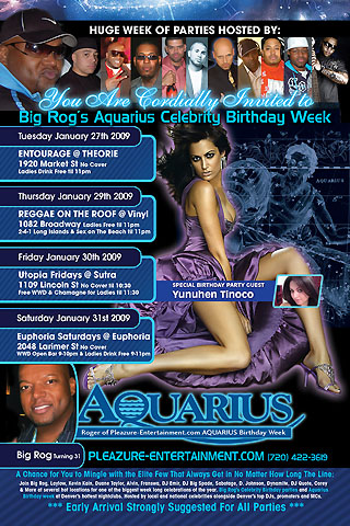 Big Rog's Aquarius Birthday Party Week Flyer Design Front