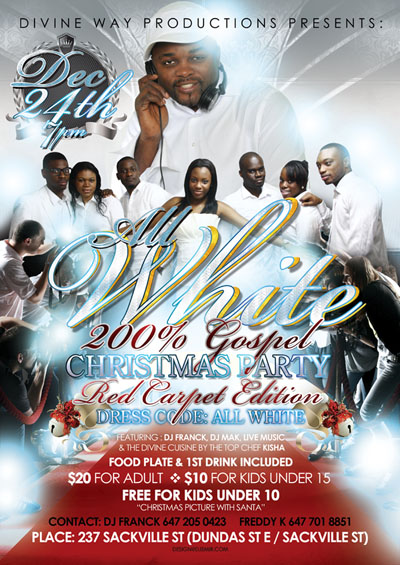 Divine Way All White Christmas Party Flyer Design