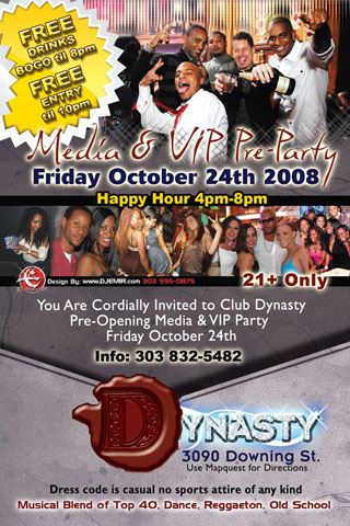 Dynasty Nightclub Pre Opening Party Flyer Design