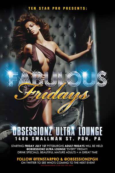 Fabulous Fridays flyer design for Obssesionz Ultra Lounge PA