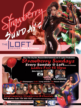 Strawberry Sundays Flyer design Loft Denver CO