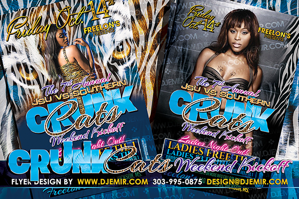 Crunk Cats JSU vs Southern Weekend Kick Off Party Flyer Design