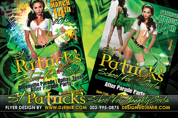 School For Naughty Girls St. Patrick's day Flyer Design