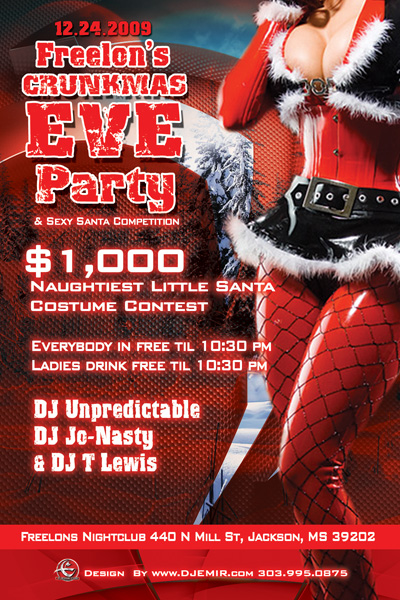 Crunkmas Eve Christmas party Flyer Design Sexy Santa Contest Christmas Flyer Back