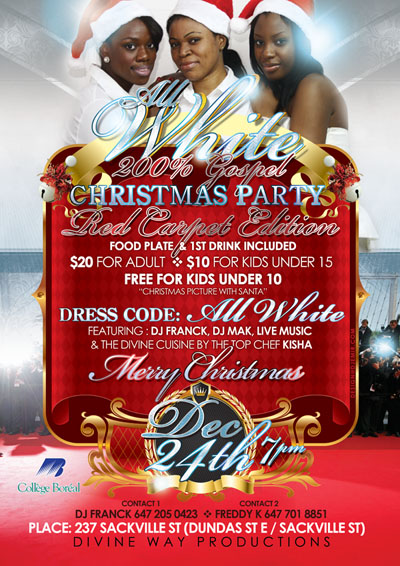 Divine Way All White Christmas Party Flyer Design