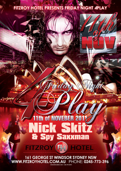 4play Fridays Sydney Australia Flyer design