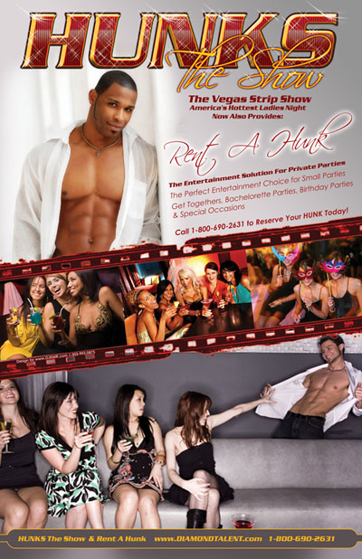 Hunks Rent A Hunk Male Strip Show Flyer design