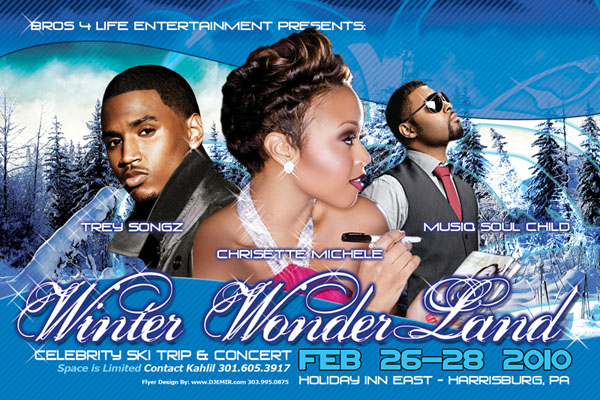 Winter Wonderland Black Celebrity Ski Trip Flyer Design